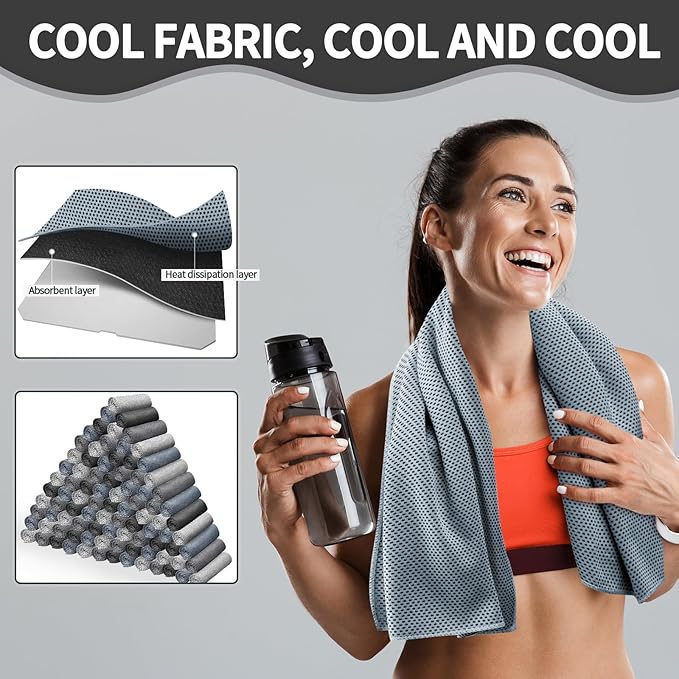Honoson Cooling Towel Bulk - Neck & Face Cool Chilly Towels Microfiber Breathable Sport Sweat Rag for Gym, Yoga, Travel, Camping, Running, Outdoor-GravixFit