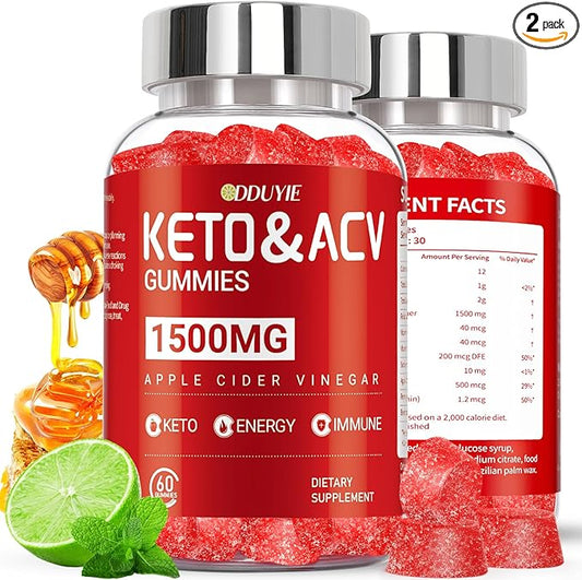 (2 Pack) Apple Cider Vinegar Gummies | Keto ACV Gummies for Supports Metabolism & Fat Burn with Vitamin B6 & B12 | ACV Supplement | Lemon Honey Flavor | 120 Vegan for Women and Men-GravixFit