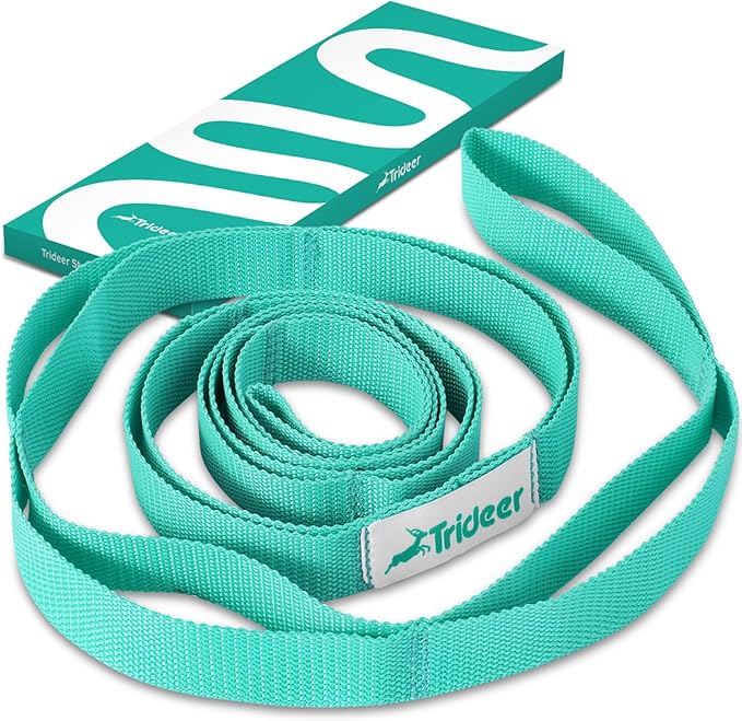 Trideer Stretching Strap Yoga Strap Yoga Band for Physical Therapy, 10 Loop Non-Elastic Yoga Straps for Stretching, Pilates, Exercise & Dancing, Stretch Band with Aesthetic Packaging for Women & Men-GravixFit