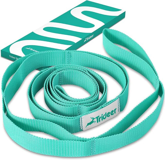 Trideer Stretching Strap Yoga Strap Yoga Band for Physical Therapy, 10 Loop Non-Elastic Yoga Straps for Stretching, Pilates, Exercise & Dancing, Stretch Band with Aesthetic Packaging for Women & Men-GravixFit