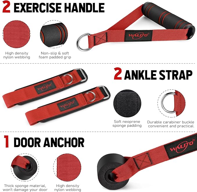 WALITO Resistance Bands Set - Exercise Bands with Handles, Door Anchor, Legs Ankle Straps, for Heavy Resistance Training, Physical Therapy, Muscle Training, Yoga, Home Workouts-GravixFit