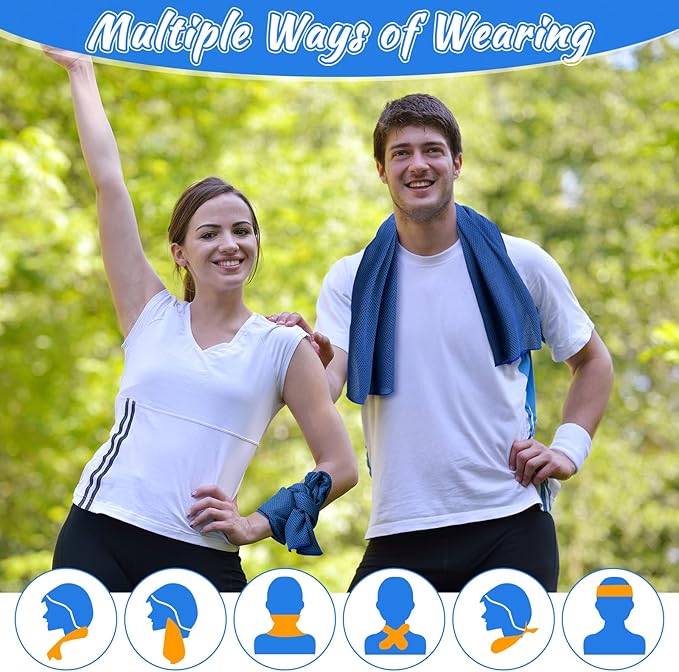 20 Pcs Cooling Towel 40 x 12 Ice Towel for Neck and Face Microfiber Chilly with Bag Breathable Yoga Gym Stay Cool Towels Sweat Rag for Workout Running Camping Pilates Beach Accessories (Royal Blue)-GravixFit