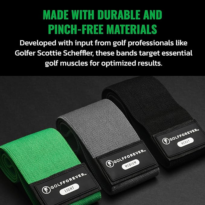 GolfForever Mini Bands Proven by Golfer Scottie Scheffler | Golf Training Premium Fitness Bands | Premium Golf Training Aid to Improve Strength Flexibility & Swing Posture | 3 Resistance Levels | 3pcs-GravixFit