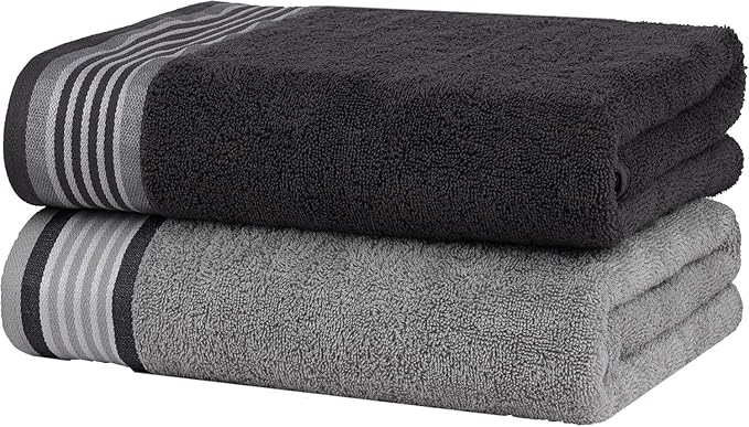 CASA COPENHAGEN® He & She 10 Pieces Hand Towel Set, Granite Grey + Mirage Grey, 550 GSM, 16x28 Inches, Designed in Denmark Super Soft and Absorbent, Egyptian Cotton Towels for Bathroom & Kitchen-GravixFit