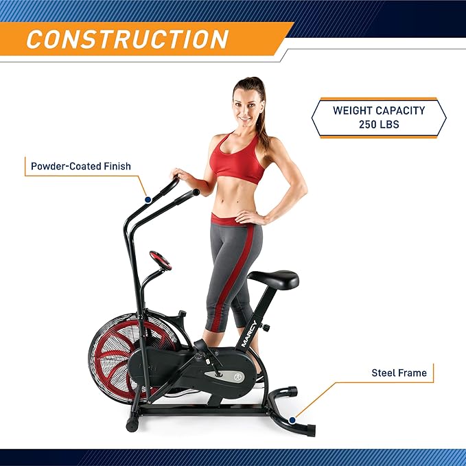 Marcy Air-Resistance Exercise Fan Bike With Dual Acction Handlebars-GravixFit