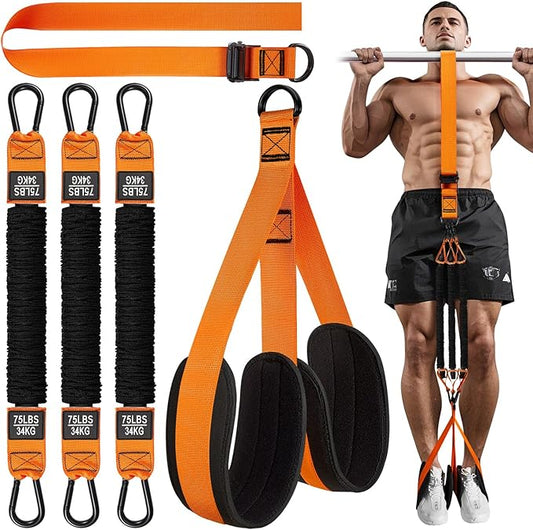 HPYGN Pull Up Assistance Bands, Heavy Duty Resistance Band for Pull Up Bar, Adjustable Weight/Size with Fabric Feet/Knee Rest, Bands for Pull Up Assist for Strength Training, Pull Up Assist Band-GravixFit