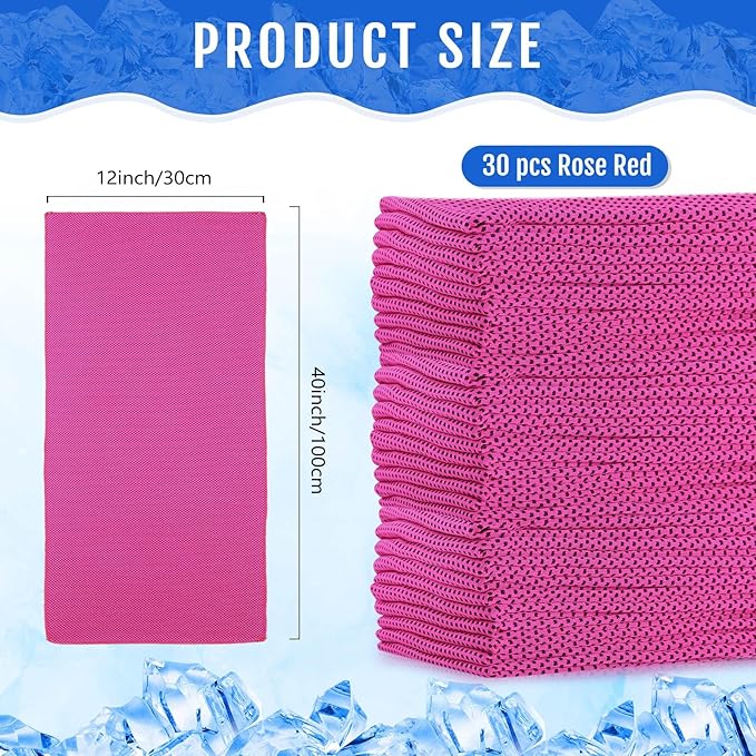 Hosuly 30 Pack Cooling Towels, 40"x12" Ice Breathable Soft Chilly Sweat Rag Microfiber Workout Rags for Gym Cooling Towels for Neck and Face for Yoga Golf Sport Running-GravixFit