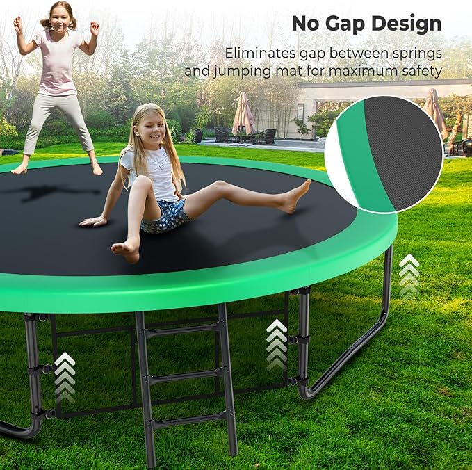 10 12 14 15 16FT Outdoor Trampolines for Kids and Adults, Pumpkin Trampoline with Curved Poles, Recreational Trampoline with Basketball Hoop and Safety Enclosure Net for Kids and Adults-GravixFit