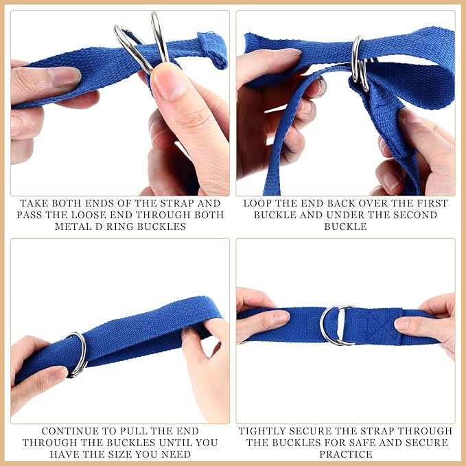 6 Pcs Yoga Strap for Stretching 8 Ft Yoga Exercise Adjustable Straps Bands with Safe Adjustable D Ring Buckle for Pilates Gym Workouts Fitness Improves Sitting Posture-GravixFit
