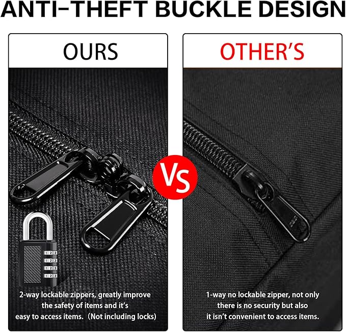 52 Inch Large Duffle Bag for Travel Camping Sport Equipment Storage Bag with 2-way Lockable Zippers (Black)-GravixFit