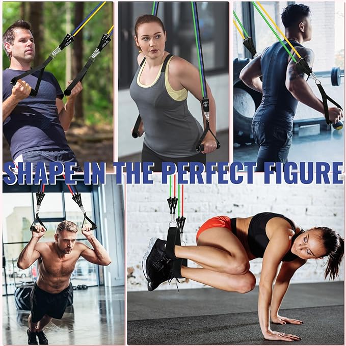 Aihoye Resistance Bands for Working Out, Exercise Bands with Handles, Stretch Bands for Exercise, Workout Bands with Door Anchors for Physical Therapy & Strength Training-GravixFit