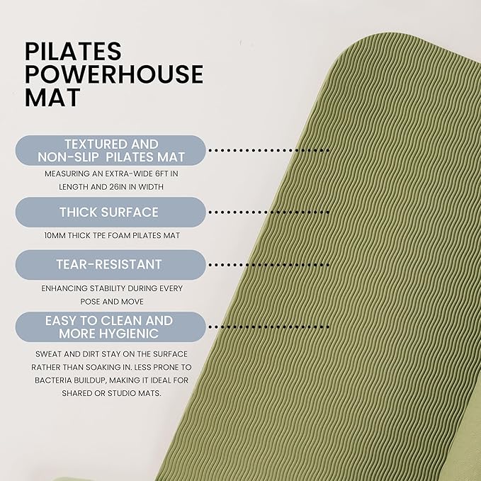 Lindywell Pilates Yoga Workout Mat Non Slip 6mm, 8mm, 10mm Thick - 6ft x 26in-GravixFit