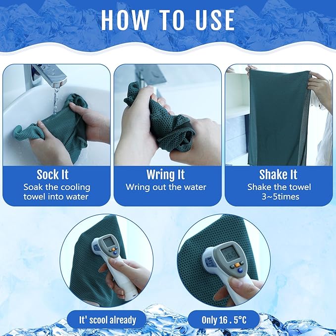 Hosuly 30 Pack Cooling Towels, 40"x12" Ice Breathable Soft Chilly Sweat Rag Microfiber Workout Rags for Gym Cooling Towels for Neck and Face for Yoga Golf Sport Running-GravixFit