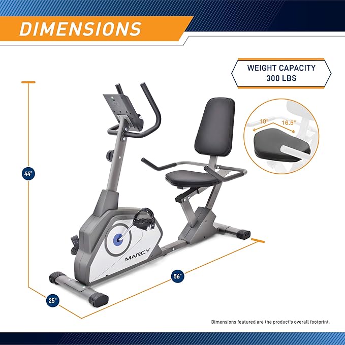 Marcy Magnetic Recumbent Exercise Bike with 8 Resistance Levels-GravixFit