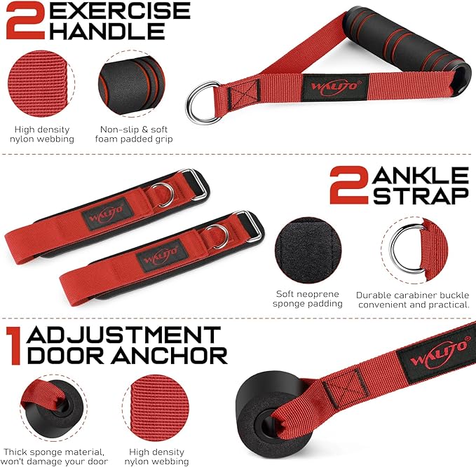 WALITO Resistance Bands Set - Exercise Bands with Handles, Door Anchor, Legs Ankle Straps, for Heavy Resistance Training, Physical Therapy, Muscle Training, Yoga, Home Workouts-GravixFit