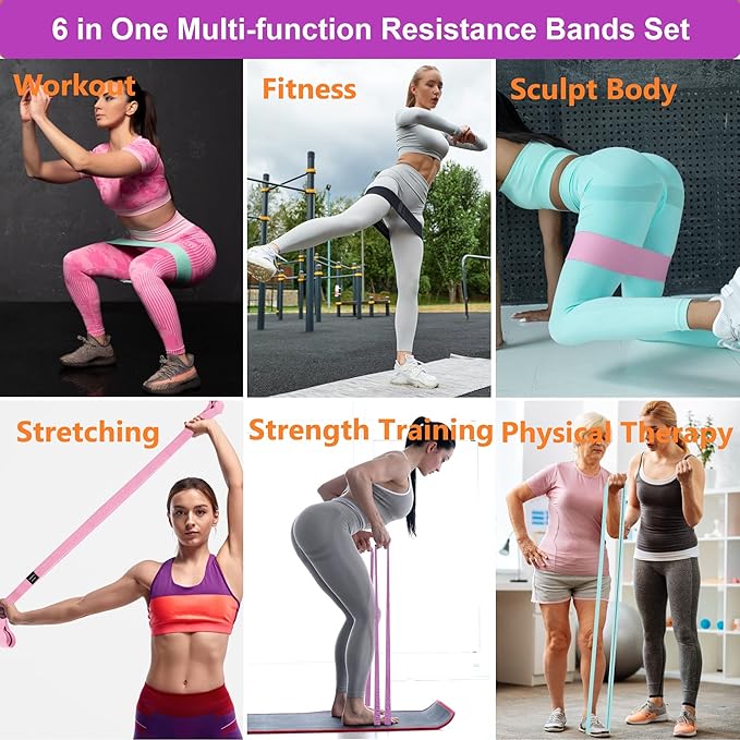Fabric Resistance Bands for Working Out, 3 and 4 Levels Booty Bands Long Resistance Bands for Women and Men | Elastic Bands for Exercise Bands Resistance Workout Bands Resistance-GravixFit