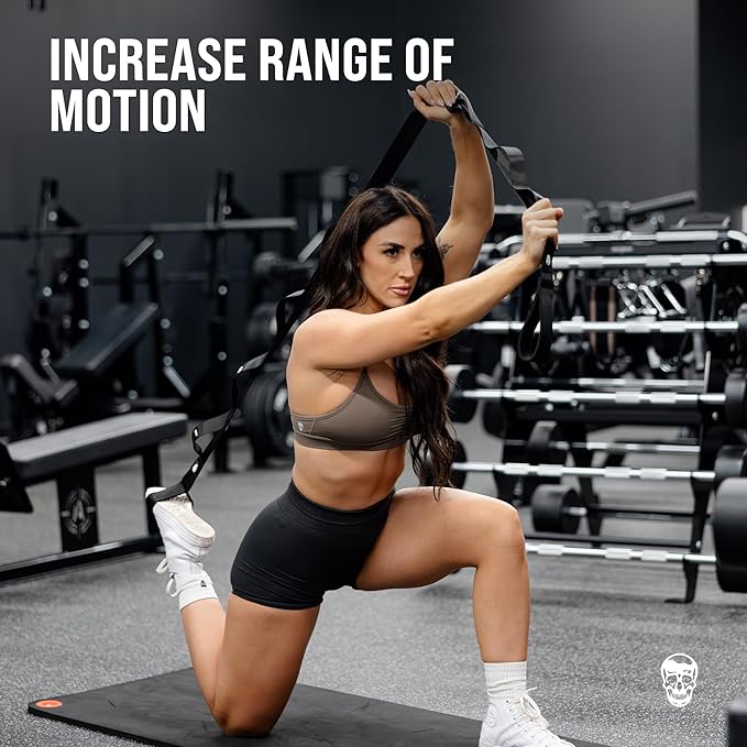 Gymreapers Stretching Strap for Physical Therapy Non-Elastic Stretch Band 10 Loop Neoprene Stretch Strap for Yoga Pilates Exercise Men & Women-GravixFit