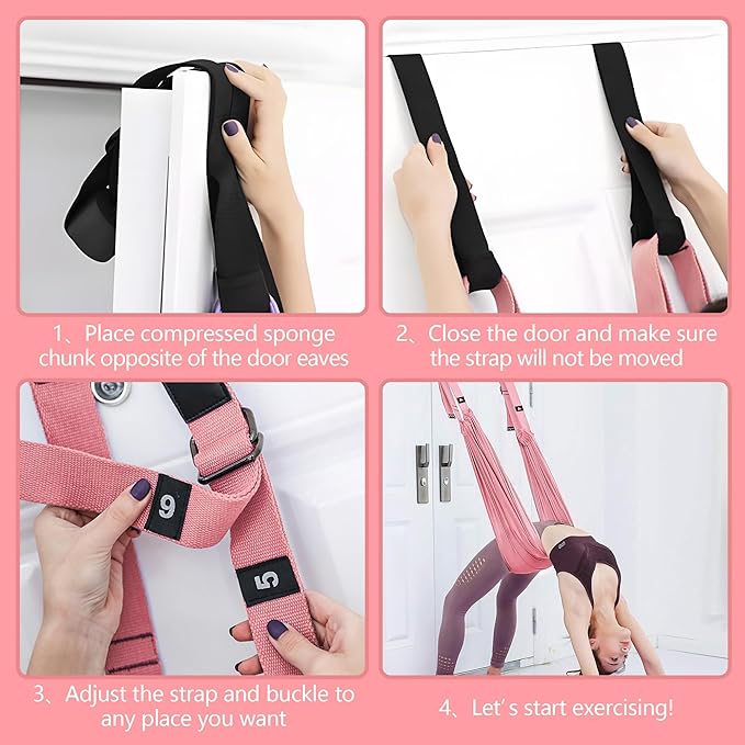 Leg Stretcher Strap, Stretching Equipment with Door Anchor Flexibility Trainer Backbend Assist for Dance Aerial Yoga Ballet Leg Stretching Exercise-GravixFit