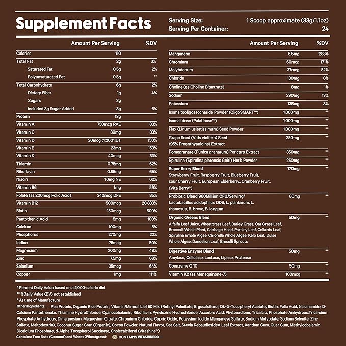LyfeFuel All-in-One Essentials Nutrition Shake | Complete Meal Replacement Powder | 50+ Superfood Blend, 18g Plant-Based Protein - Chocolate, 24 Servings-GravixFit