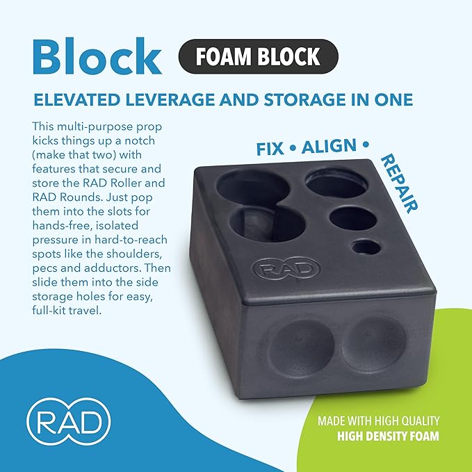 RAD Block – Multi-Use EVA Foam Yoga Block with Storage for Massage Balls for Myofascial Release -Travel-Friendly Pilates & Exercise Prop for Elevation & Support-GravixFit