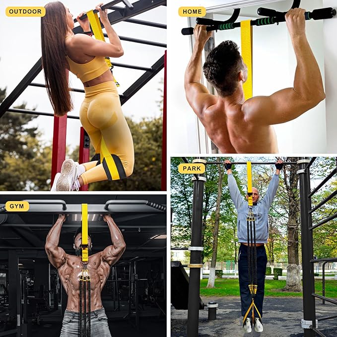 HPYGN Pull Up Assistance Bands, Heavy Duty Resistance Band for Pull Up Bar, Adjustable Weight/Size with Fabric Feet/Knee Rest, Bands for Pull Up Assist for Strength Training, Pull Up Assist Band-GravixFit