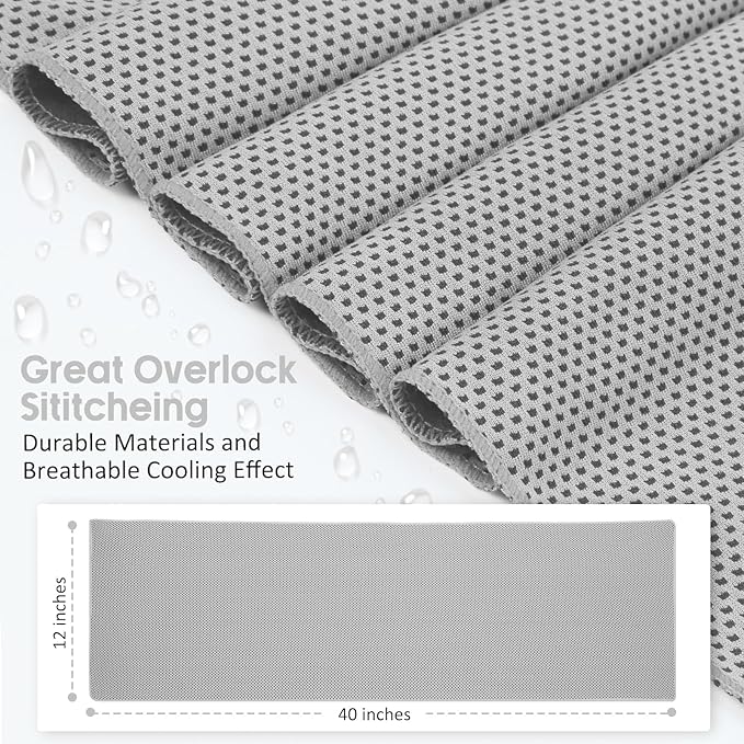 Cooling Towels 20 Pack, 40"x 12" Cooling Rags Neck Wraps for Sports with Carrying Pouch, Gym Cooling Neck Towels for Hor Weather, Sweat, Fitness, Travel-GravixFit