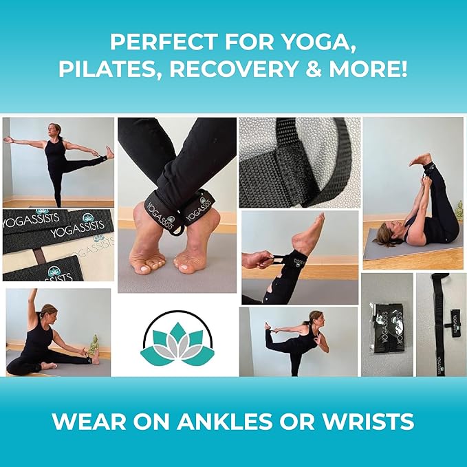 Stretch Straps for Yoga & Stretching - Increase Reach & Hold Poses Longer - Straps Stay w/You During Your Flow - Lightweight, Durable & Compact (2 Straps)-GravixFit
