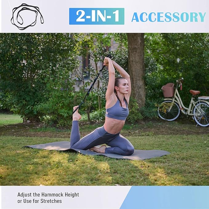 ZELUS Aerial Yoga Swing Sling Strong Yoga Hammock Kit Set Trapeze Inversion Equipment Include 2 Extensions Straps and Ceiling Mounting Kit-GravixFit