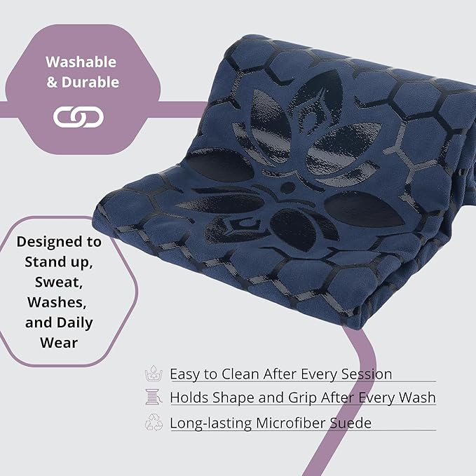 Clever Yoga Non-Slip Hot Yoga Towel – Non-Slip Grip for Hot Yoga, Sweat Absorbent, Honeycomb Silicone Grip, Stays Flat – Ideal for Pilates, Travel, Washable & Lightweight - Dark Blue-GravixFit