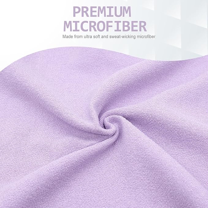 Eunzel Yoga Towel,Hot Yoga Mat Towel with Grip Dots Sweat Absorbent Non-Slip for Hot Yoga, Pilates and Workout 24" x72", Taro Purple-GravixFit