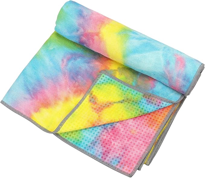Yoga Towels Non Slip Hot Yoga Towel Skidless Waffle Texture100% Absorbent Odorless Microfiber Yoga Blanket Standard Sized 24 x72 in Mat Towel,for Hot Yoga Bikram Pilates (Pink & Blue & Yellow)-GravixFit