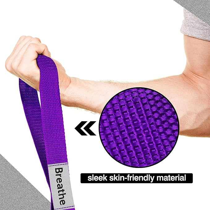 Stretching Strap Yoga Strap with 10 Loops, Non-Elastic Stretch Band for Physical Therapy, Flexibility, Exercise, Pilates, Dance & Gymnastics Workout-GravixFit