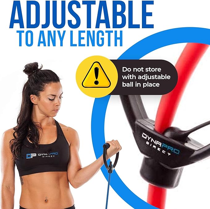 DYNAPRO Exercise Resistance Bands, Adjustable Length, Comfort Handles, Professional Quality, Anti-Snap. Great for Workouts, Physical Therapy, Yoga-GravixFit