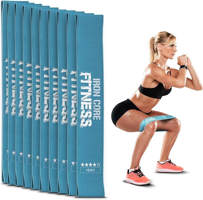 Fabric Mini Resistance Bands Sets for Trainers, Bootcamp, Gym for Men and Women in Fun Colors - Ebook, Videos and Workout Chart Included by Iron Core Fitness-GravixFit