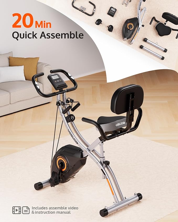 YOSUDA Folding Exercise Bike - Foldable Stationary Bike for Home Gym Workout-GravixFit