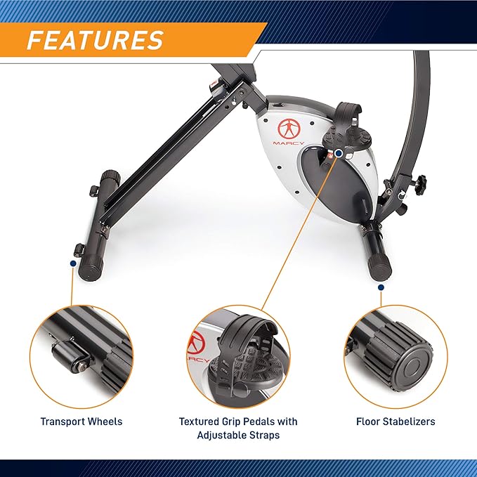 Marcy Foldable Upright Exercise Bike with Adjustable Resistance for Cardio Workout & Strength Training - Multiple Styles Available-GravixFit