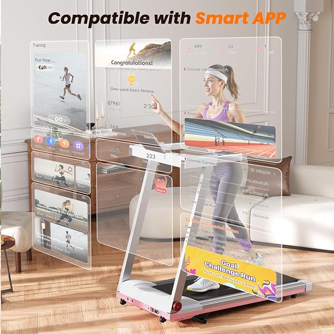 Treadmills for Home, 4-in-1 Foldable Treadmill with Incline, 300 LBS Capacity Running Treadmills for Home Small Spaces with Handles, 3.0 HP Folding Treadmill with Smart APP-GravixFit