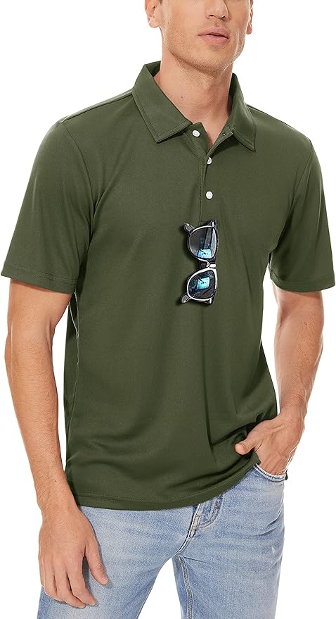 MAGCOMSEN Men's Polo Shirts 3 Buttons Casual Work T Shirts Quick Dry Short Sleeve Golf Shirt Pique Jersey Outdoor Performance-GravixFit