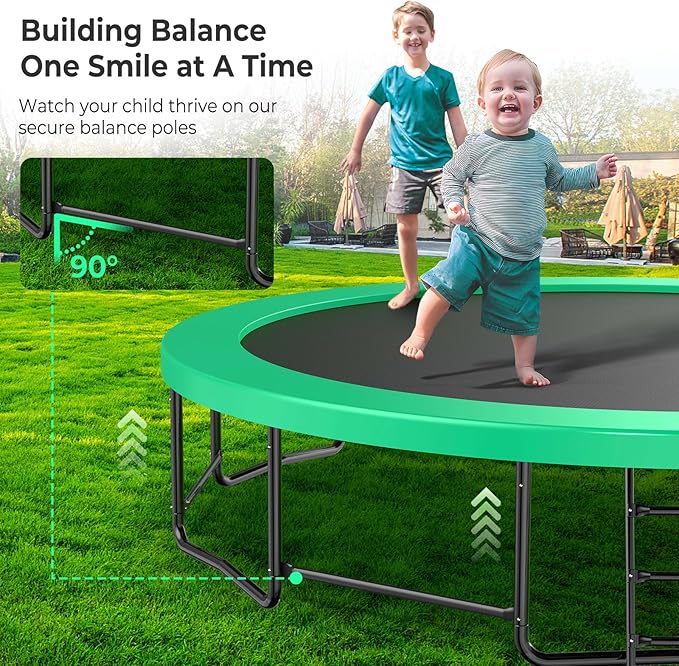10 12 14 15 16FT Outdoor Trampolines for Kids and Adults, Pumpkin Trampoline with Curved Poles, Recreational Trampoline with Basketball Hoop and Safety Enclosure Net for Kids and Adults-GravixFit