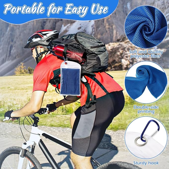 20 Pcs Cooling Towel 40 x 12 Ice Towel for Neck and Face Microfiber Chilly with Bag Breathable Yoga Gym Stay Cool Towels Sweat Rag for Workout Running Camping Pilates Beach Accessories (Royal Blue)-GravixFit