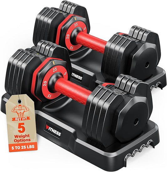 Adjustable Dumbbells Set of 2, 1 Hand Adjustable Weights Dumbbells Set, 5 in 1/10 in 1 Free Dumbbell with Anti-Slip Texture Handle, 25/55/80lb Pair Weight Set For Home Gym Suit both Men and Women-GravixFit