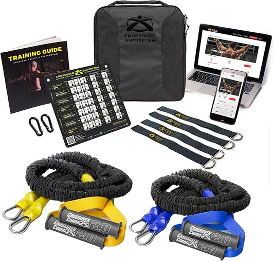 Crossover Symmetry Shoulder System Includes Two Sets of Resistance Bands Attachments Training Guide Exercise Chart Online Workouts for Home Fitness Rehab Rotator Cuff Exercises-GravixFit