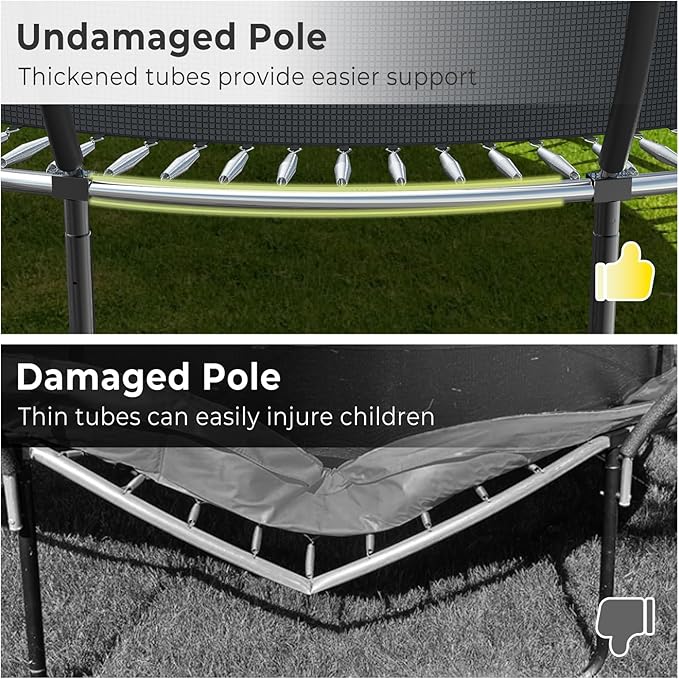 10 12 14 15 16FT Outdoor Trampolines for Kids and Adults, Pumpkin Trampoline with Curved Poles, Recreational Trampoline with Basketball Hoop and Safety Enclosure Net for Kids and Adults-GravixFit