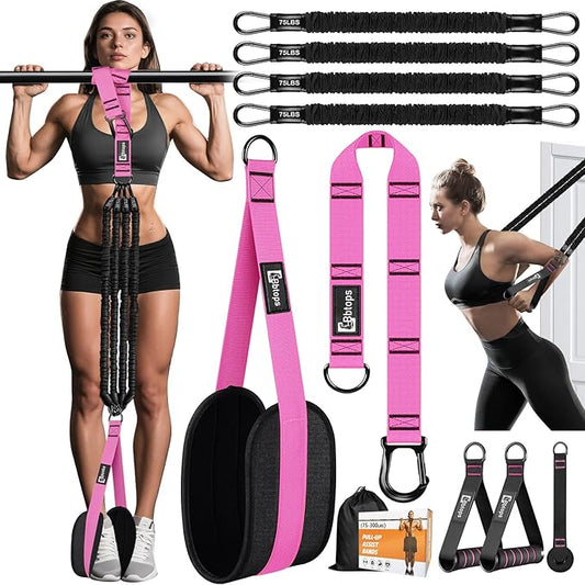 Pull Up Assistance Bands,Up to 300 lbs Assistance,Adjustable Heavy Duty 4 Resistance Bands for Pull up, with Feet/Knee Rest, Handle and Door Anchor for Home Gym Fitness Exercise Strength Training-GravixFit
