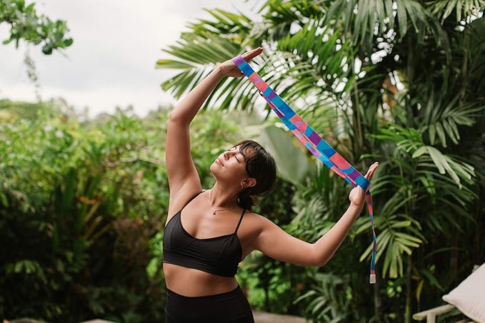 yogadesignlab YOGA DESIGN LAB | The Yoga Strap | Luxurious, Extra Long, Super Soft, Eco Printed | Studio Quality, Adjustable | Safely Stretch Further and Hold Longer | 8 ft Long-GravixFit