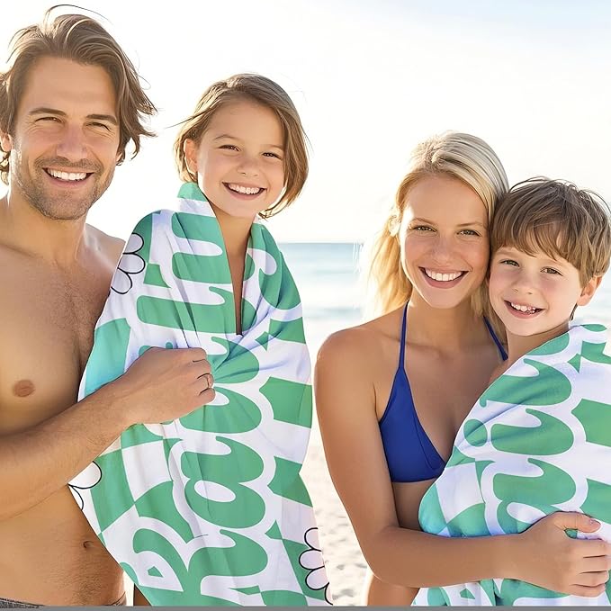 JML Personalized Beach Towel with Name, Custom Flower Beach Towel, Customized Microfiber Pool Towel, Quick Dry & Absorbent Swim Towel for Adult,Anniversary, Birthday, Summer Holiday,Vacation-GravixFit