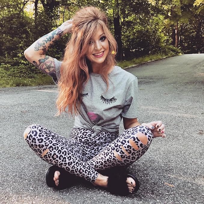 DIBAOLONG Womens High Waist Yoga Pants Cutout Ripped Tummy Control Workout Running Yoga Skinny Leggings-GravixFit