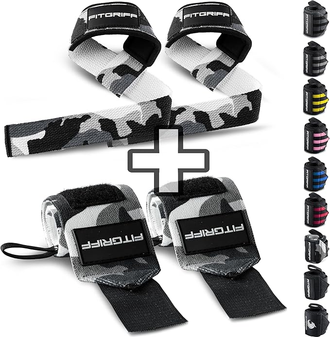 Fitgriff® Lifting Straps & Wrist Wraps (Bundle) Superior Support for Weightlifting & Gym Workouts - for Men and Women-GravixFit