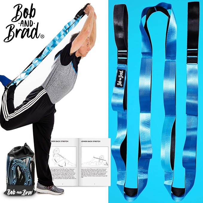 BOB AND BRAD 12 Loop Yoga Stretch Strap - Non-elastic for Stretching, Physical Therapy, Pilates, Dance, Gymnastics, and Athletic Trainers With Carry Bag-GravixFit