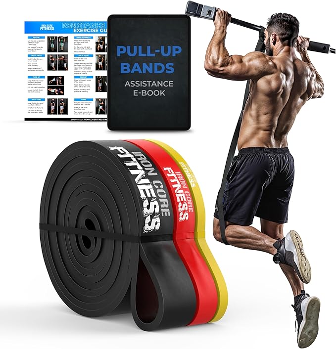 Pull Up Assistance Resistance Bands - Long Loop Power Bands for Men and Women - Strength Power Flexibility Training at Home & Gym - Ebooks & Workout Chart Included by Iron Core Fitness-GravixFit